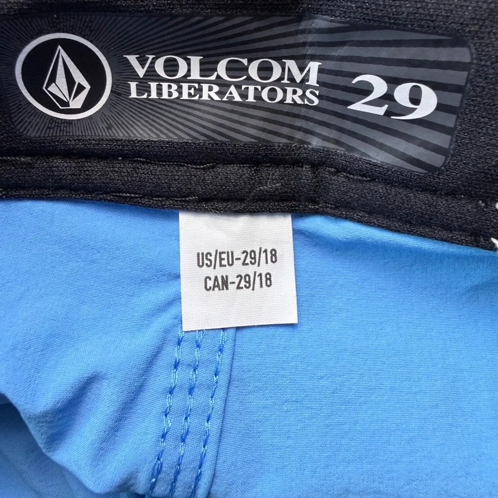 Volcom Boys‎ Size 29 18 Colorblock Board Shorts Black Blue Swim Shorts NWT